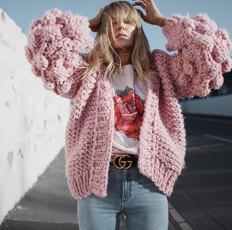 Model Wearing Knit Sweater