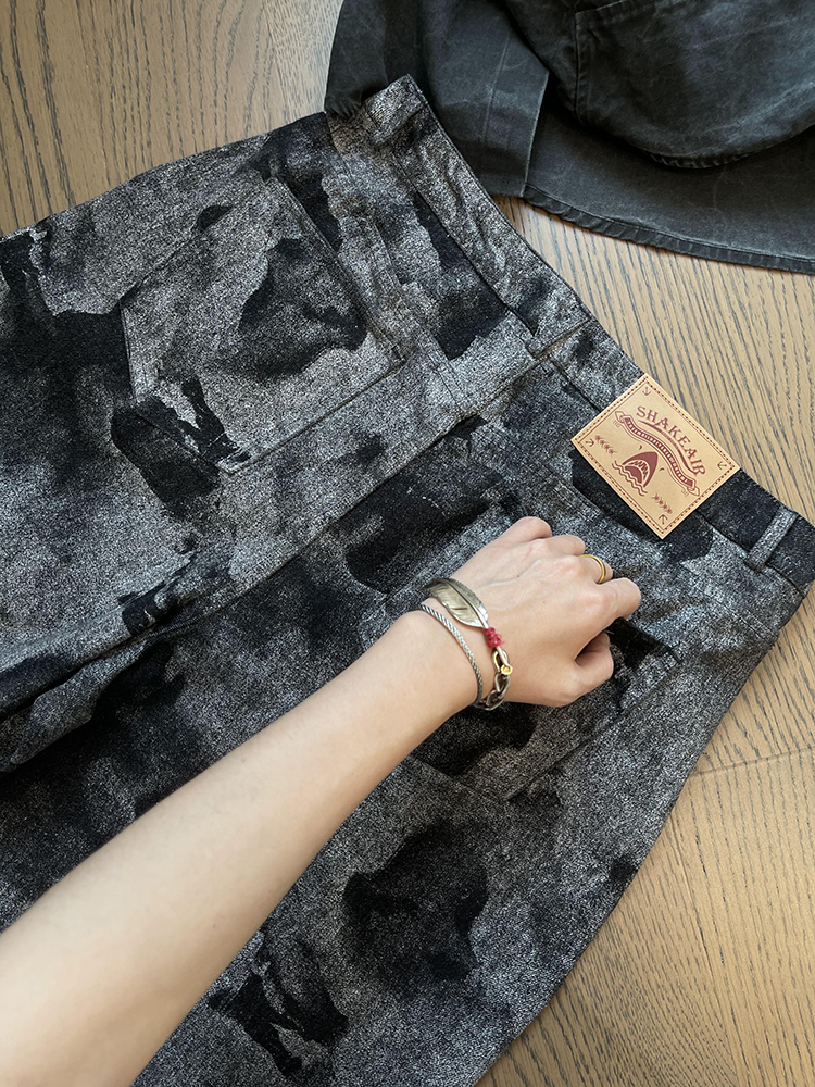 Tie-dye Printed Loose Retro Machete Jeans