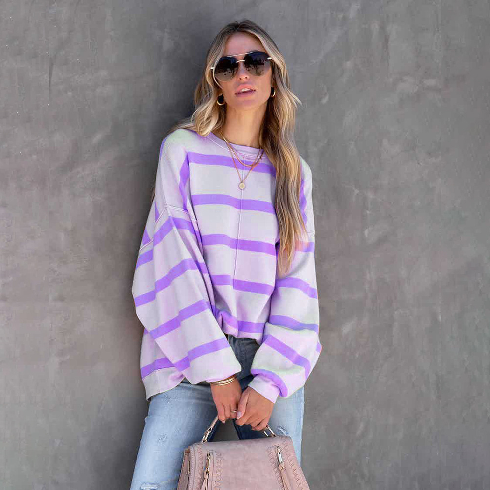 Women's Fashion Striped Printed Long Sleeve Top 4
