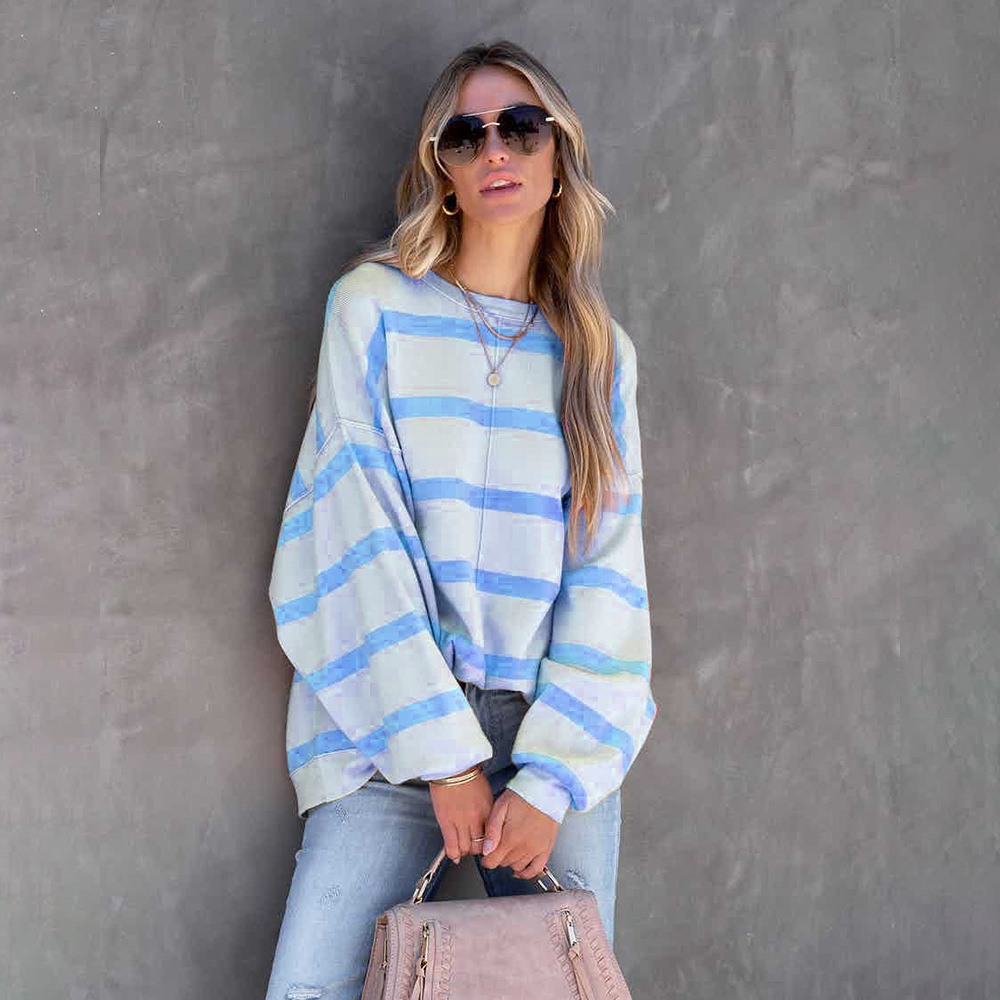 Women's Fashion Striped Printed Long Sleeve Top 3