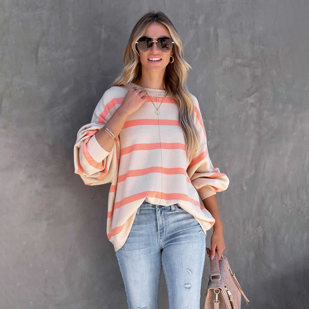 Women's Fashion Striped Printed Long Sleeve Top 8