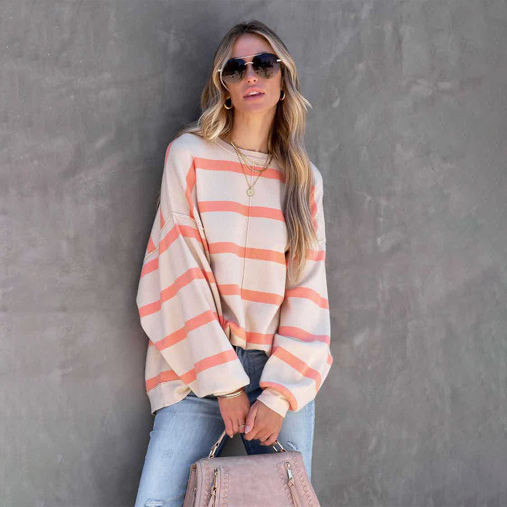Women's Fashion Striped Printed Long Sleeve Top 6