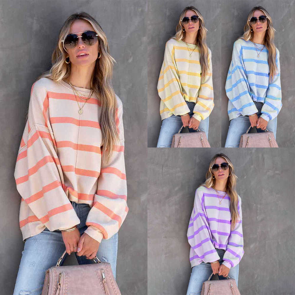 Women's Fashion Striped Printed Long Sleeve Top 2
