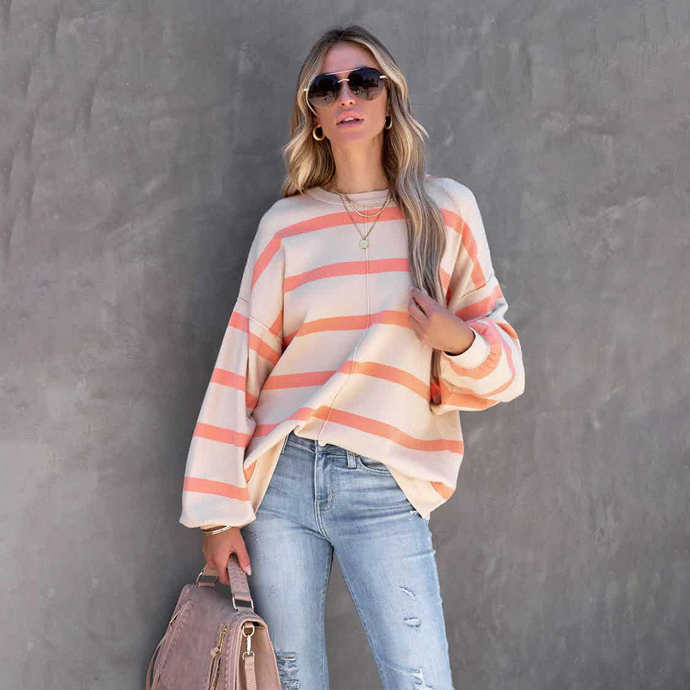 Women's Fashion Striped Printed Long Sleeve Top 7