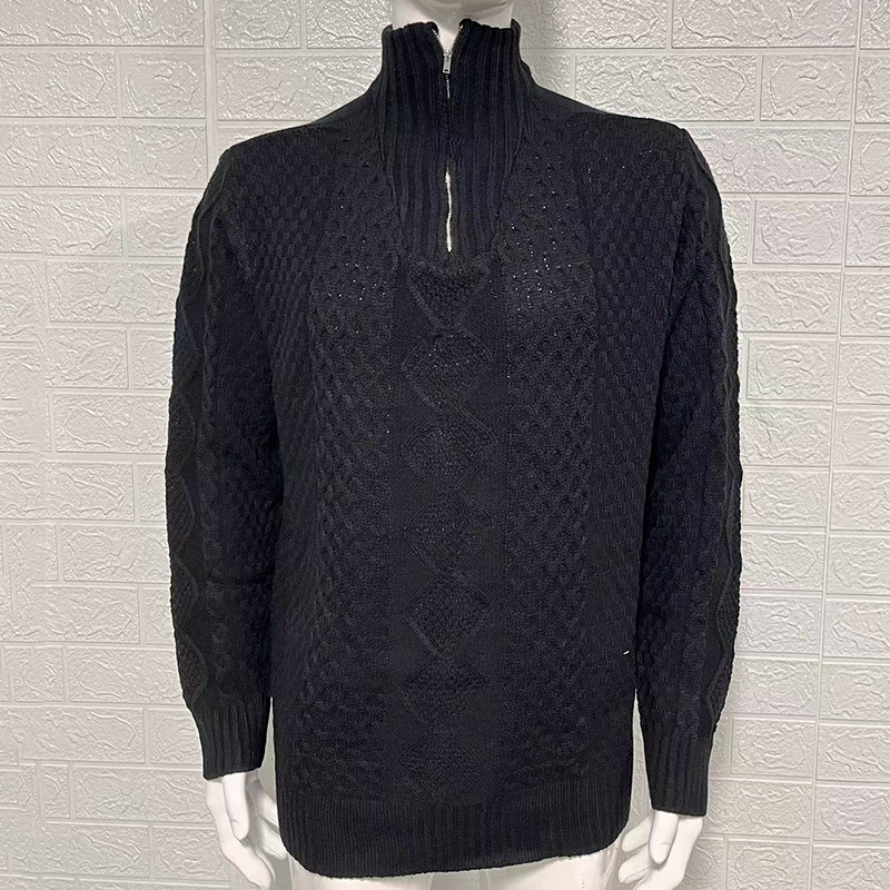Knitted Sweater Zipper Turtleneck Long Sleeve - Image 5