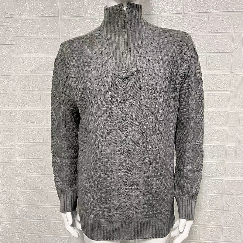 Knitted Sweater Zipper Turtleneck Long Sleeve - Image 7