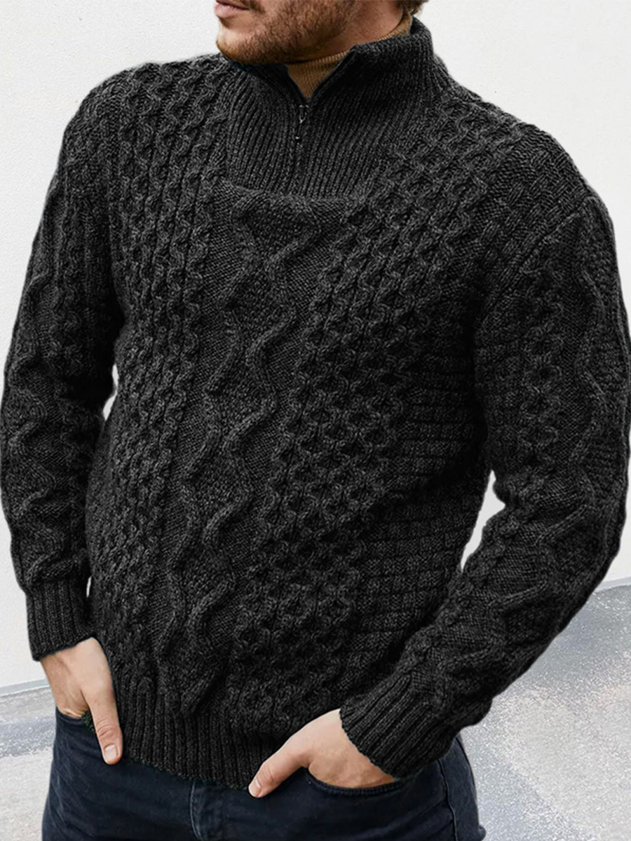 Knitted Sweater Zipper Turtleneck Long Sleeve - Image 4