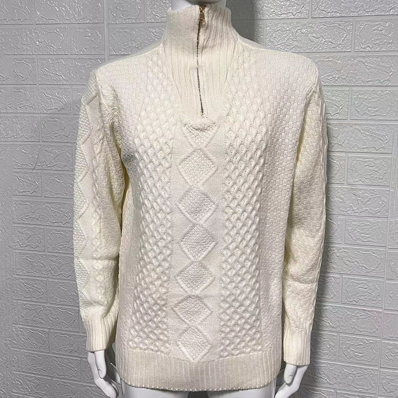 Knitted Sweater Zipper Turtleneck Long Sleeve - Image 2
