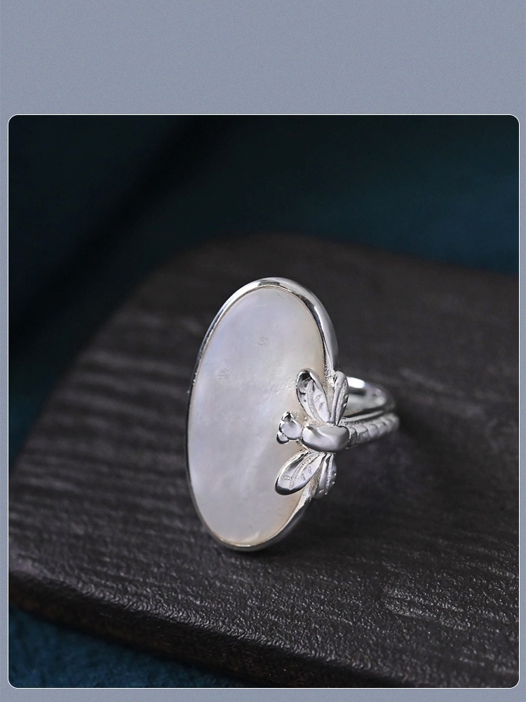 925 Sterling Silver Ornament Hand Binding Shell Ring 3