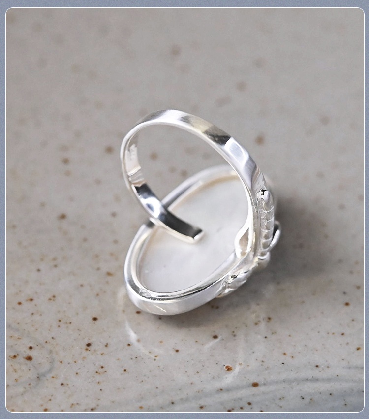 925 Sterling Silver Ornament Hand Binding Shell Ring 5