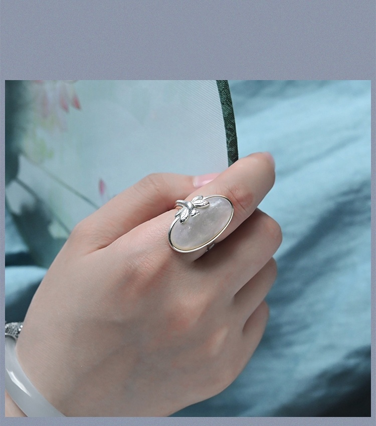 925 Sterling Silver Ornament Hand Binding Shell Ring 7