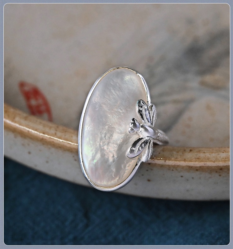 925 Sterling Silver Ornament Hand Binding Shell Ring 2
