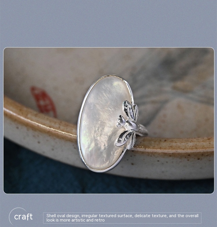 925 Sterling Silver Ornament Hand Binding Shell Ring 6