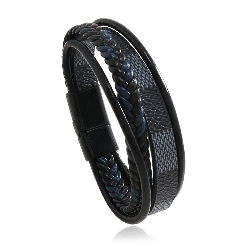 Men's Leather Bangle Bracelet