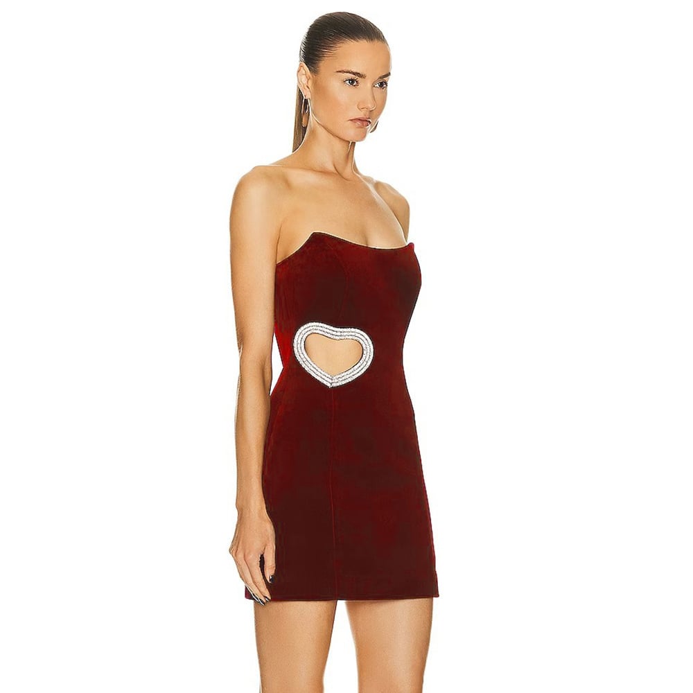 Hollowed Heart Shape Diamond Tube Top Dress 6