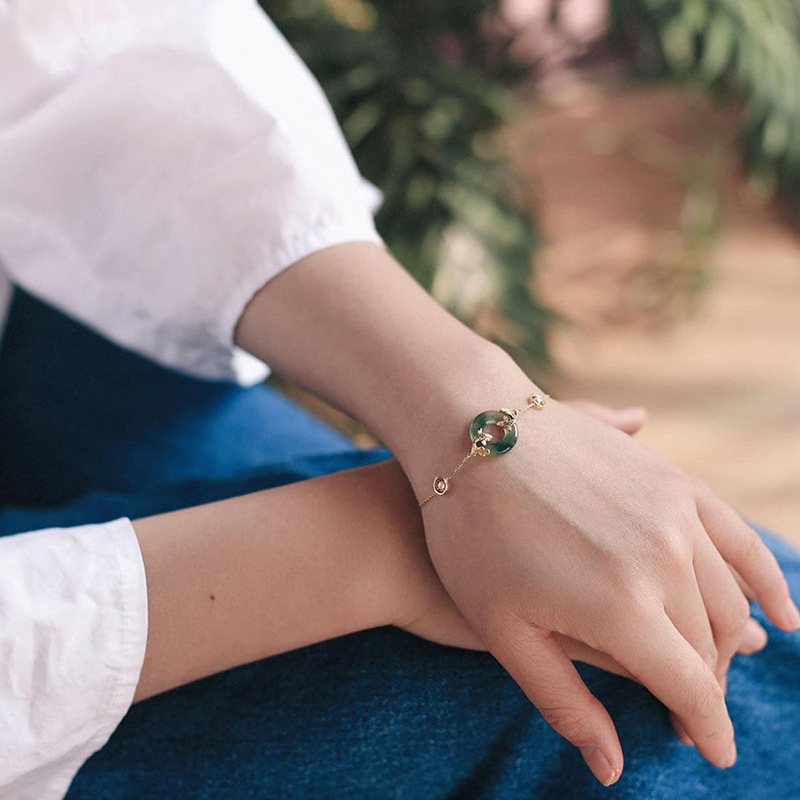 Pearl Floating Flower Jade Chalcedony Safety Buckle Bracelet Image 4