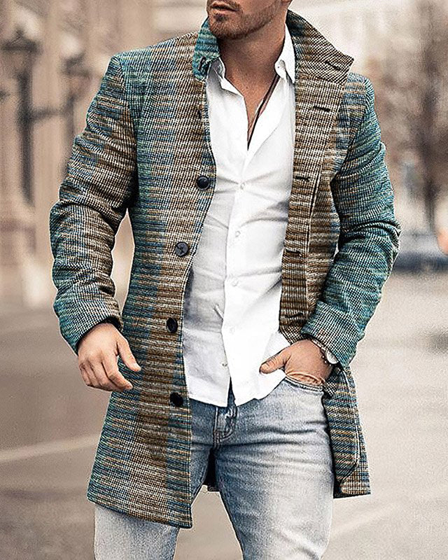 Men's Woolen Stand Collar Coat
