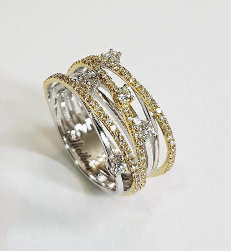 Micro-inlaid Zircon Cross Color Separation Ring 6