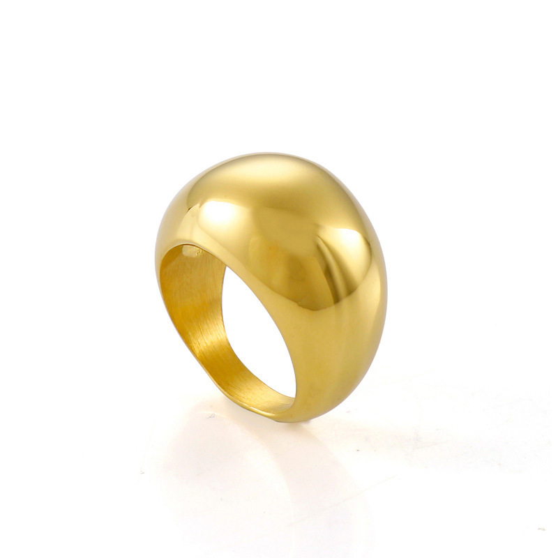 Fashion Trend Gold Glossy Titanium Steel Ring Image 4
