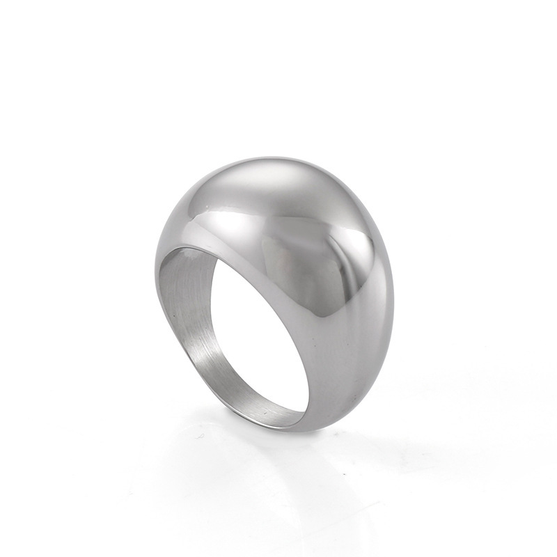 Fashion Trend Gold Glossy Titanium Steel Ring Image 7
