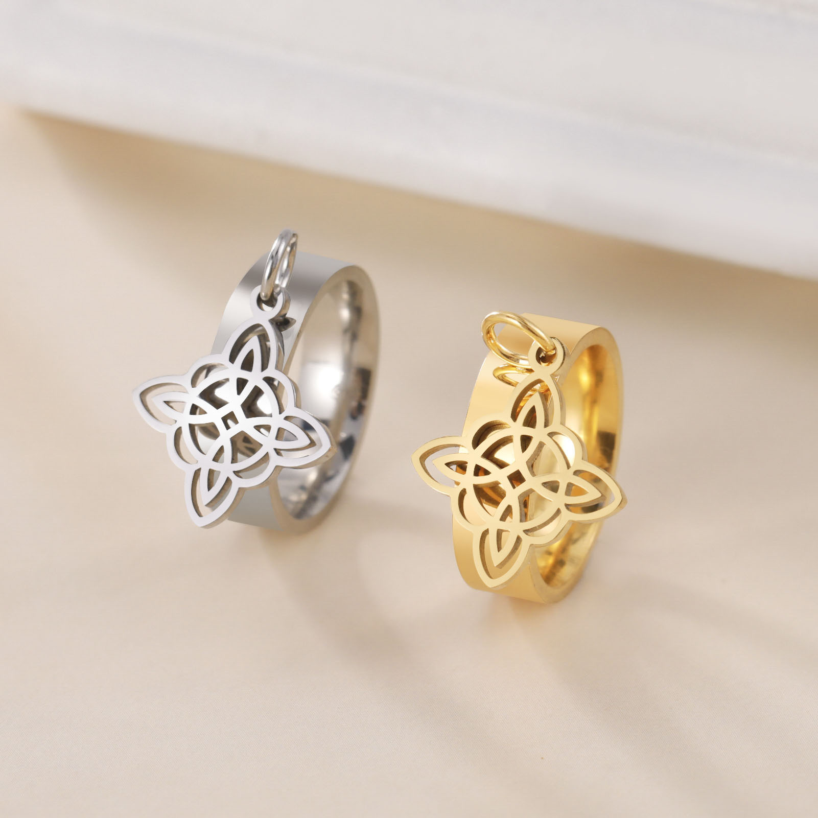 Cross-border Cutting Titanium Steel Welding Ring - Gold