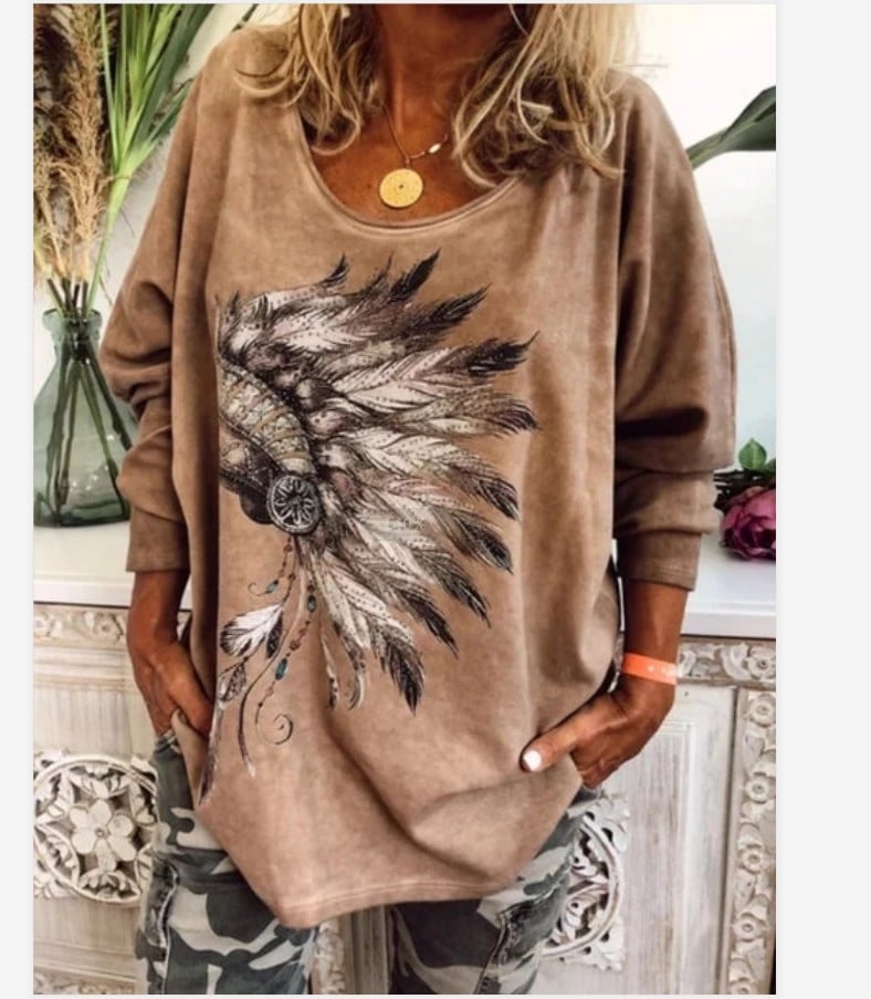 Fashionable Printed Feiling Long Sleeve Shirt
