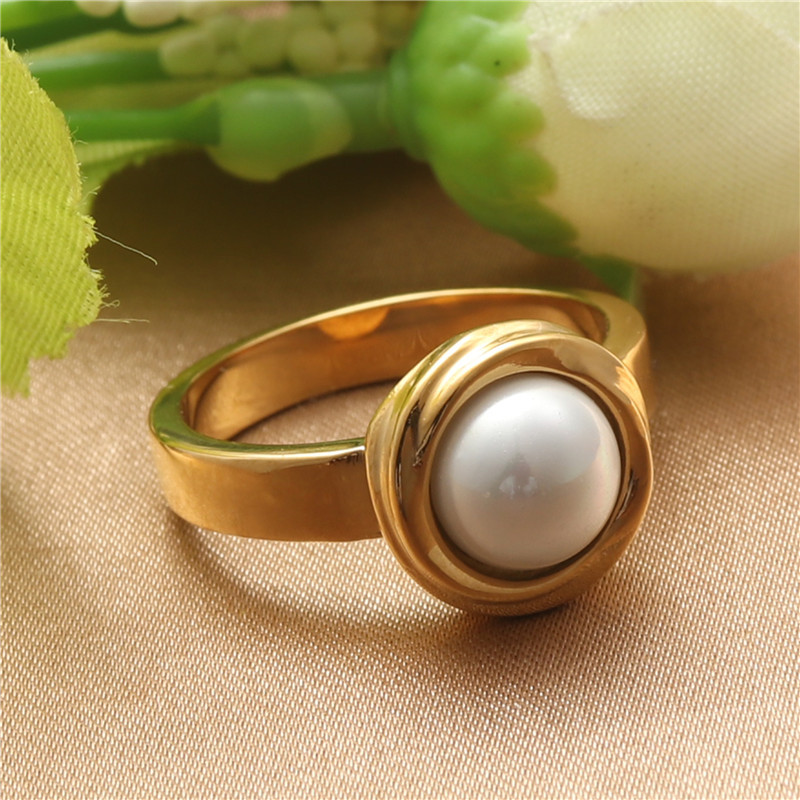 Fashion Titanium Steel Natural Stone Ring