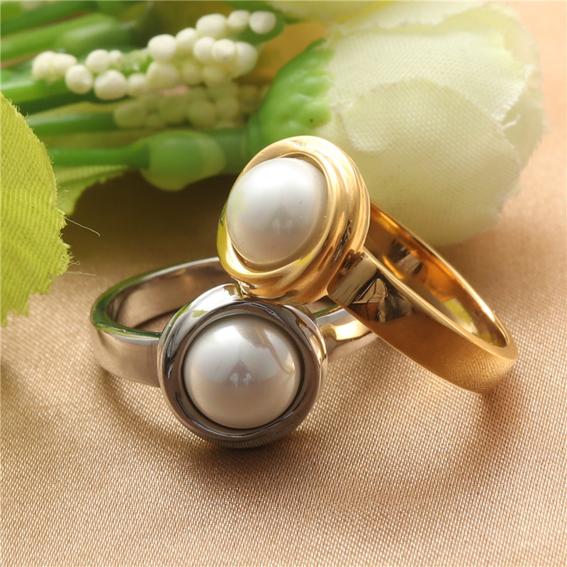 Fashion Titanium Steel Natural Stone Ring