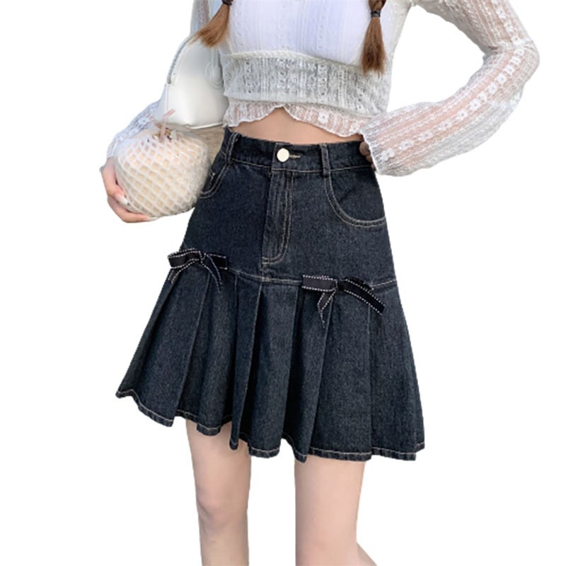 Women's Summer Denim Bow Skirt - Image 2