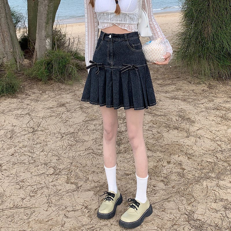 Women's Summer Denim Bow Skirt - Image 6