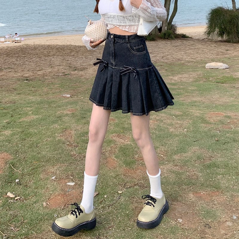 Women's Summer Denim Bow Skirt - Image 7