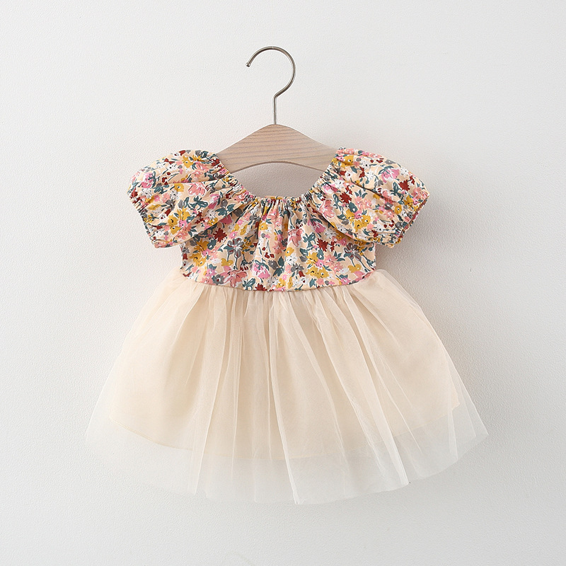 Infant Floral Dress in Beige