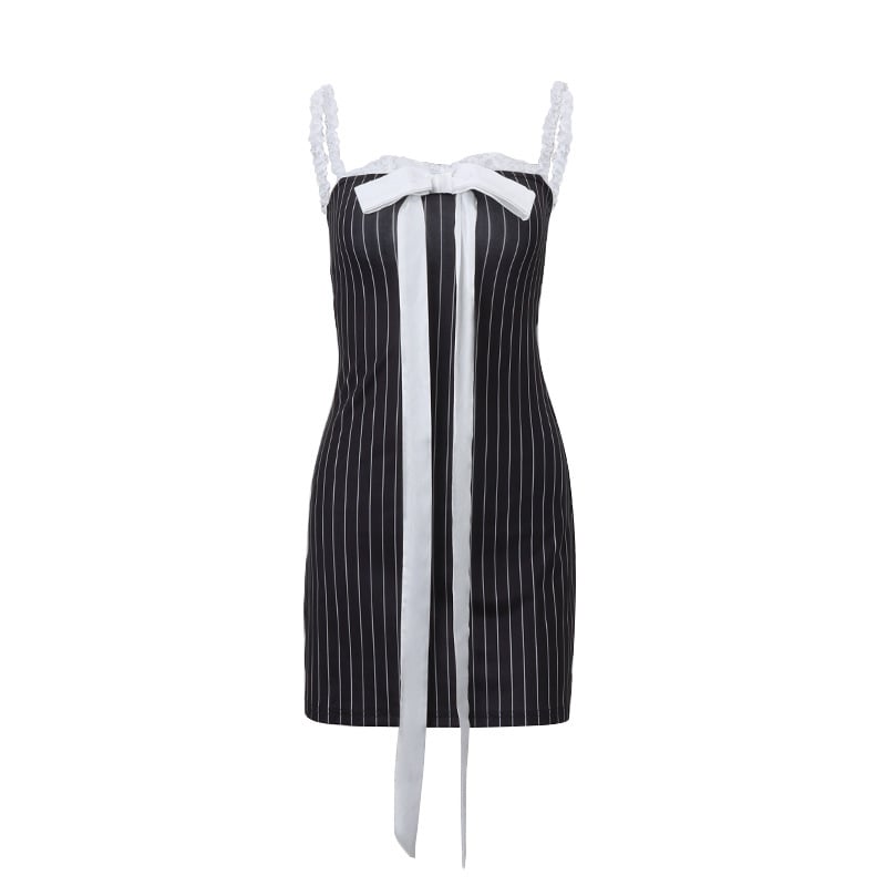 Summer Pure Bow Self-tie Lace Tube Top Dress