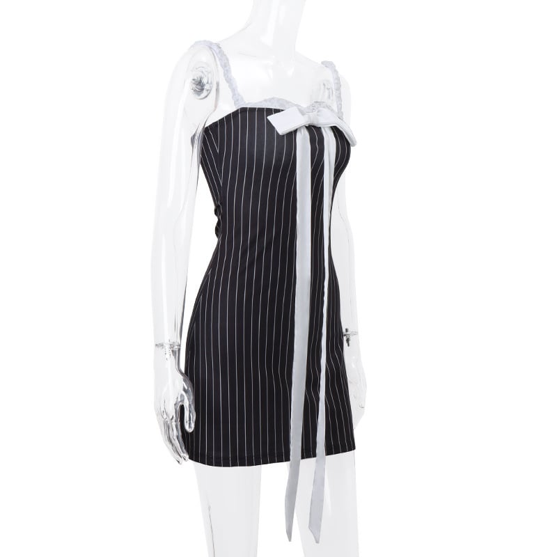 Summer Pure Bow Self-tie Lace Tube Top Dress