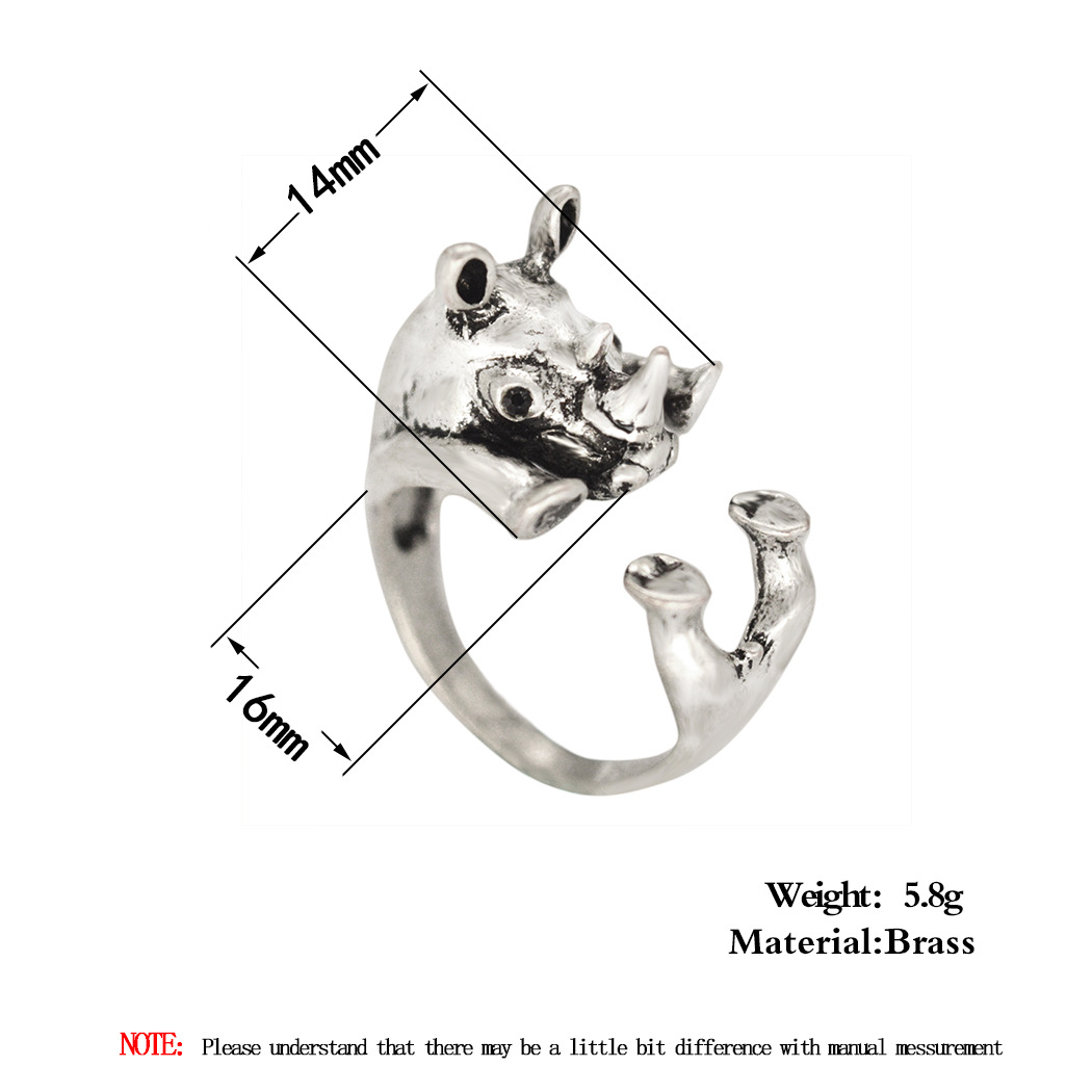Animal Large Rhino Adjustable Ring - Image 1