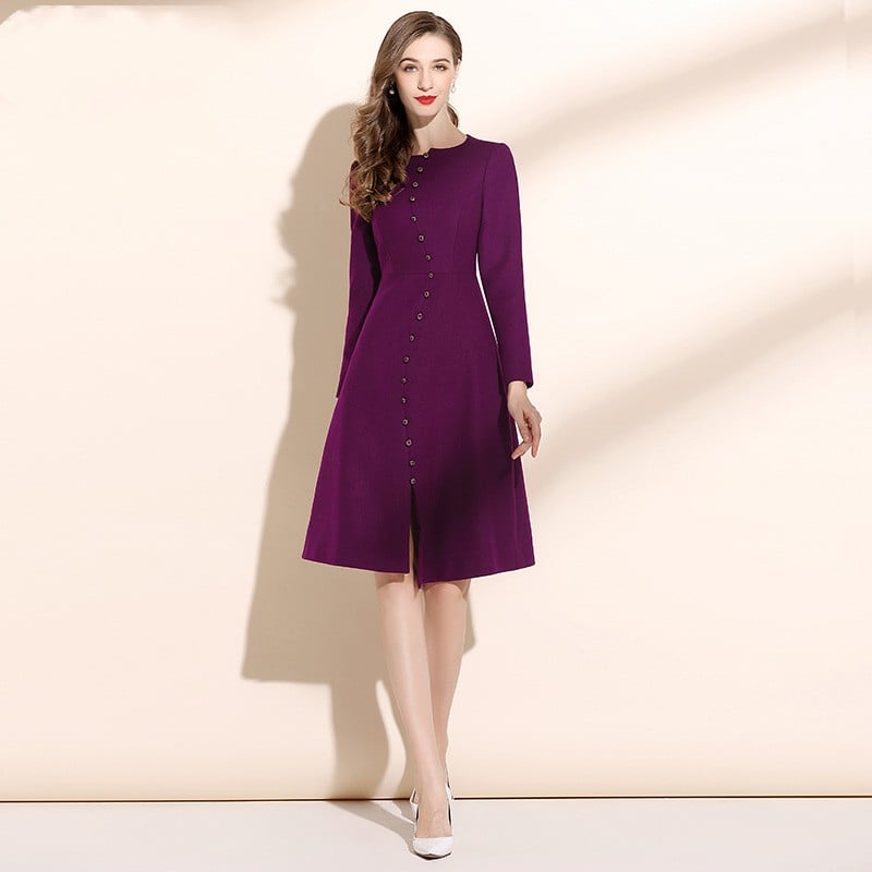Purple Woolen Dress Lifestyle