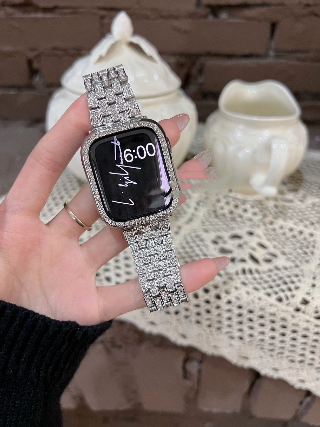 Neutral Diamond Set Metal Strap Image 2