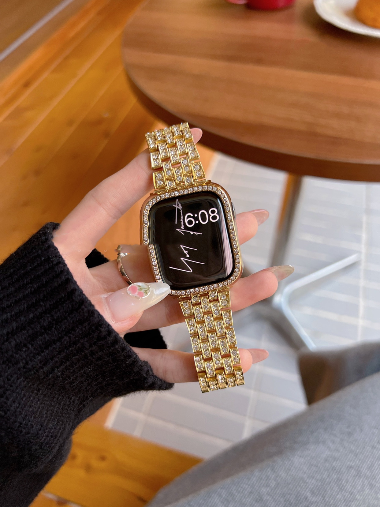 Neutral Diamond Set Metal Strap Image 3