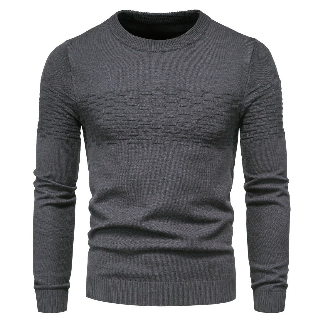 Men's Casual Slim Pullover Shirt - Dark Grey