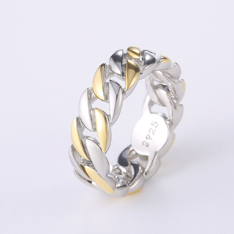 Copper Plated Two-color Chain Ring Image 5
