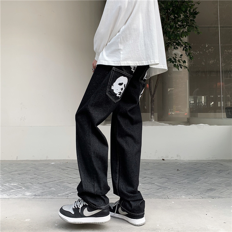 Vintage Hip-hop Printed Loose Straight Jeans 5