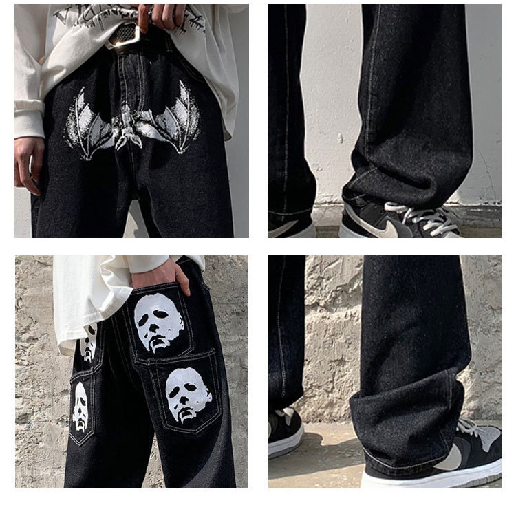 Vintage Hip-hop Printed Loose Straight Jeans 3