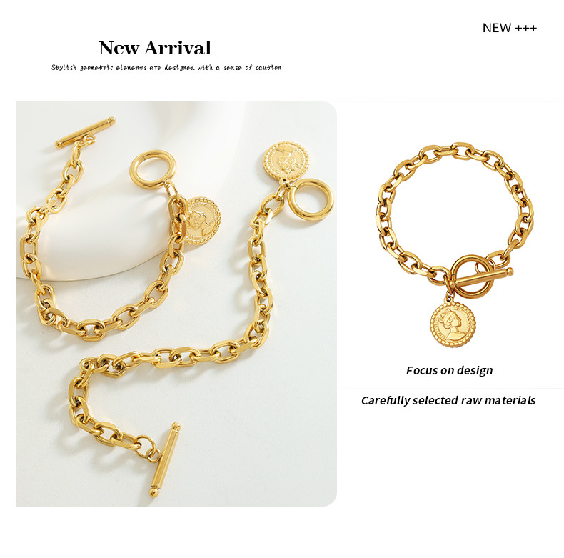 Female Titanium Steel Gold Plated Bracelet Image 3