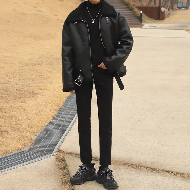 Men's Fleece Loose Lamb Fur Jacket - Image 5