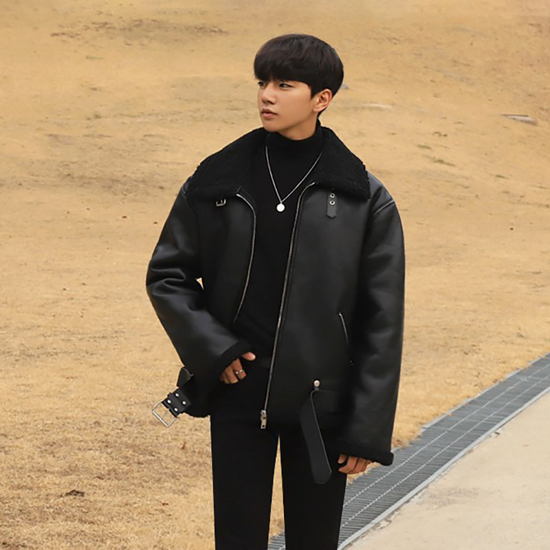 Men's Fleece Loose Lamb Fur Jacket - Image 4