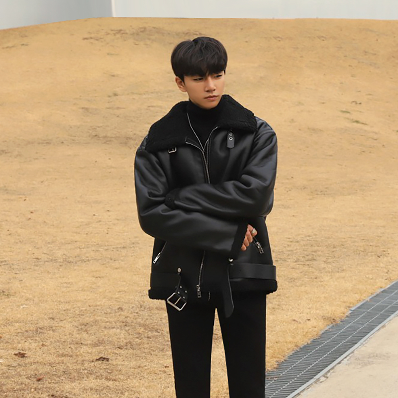 Men's Fleece Loose Lamb Fur Jacket - Image 3