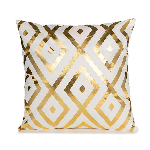 Elegant White and Gold Decorative Pillow Cover 13