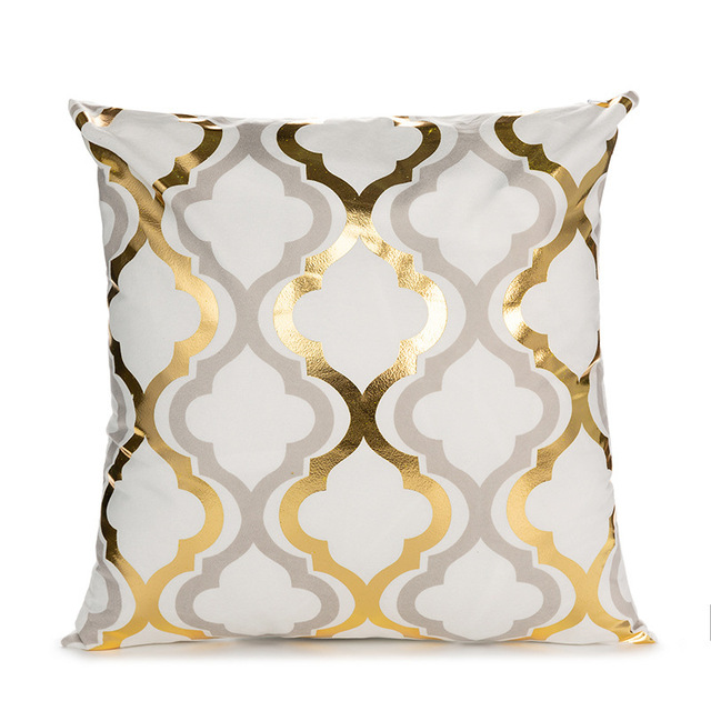 Elegant White and Gold Decorative Pillow Cover 11
