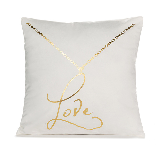Elegant White and Gold Decorative Pillow Cover 14