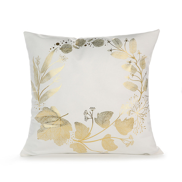 Elegant White and Gold Decorative Pillow Cover 12